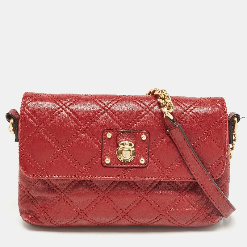 Marc Jacobs Red Quilted  Leather The Small Single Flap Bag