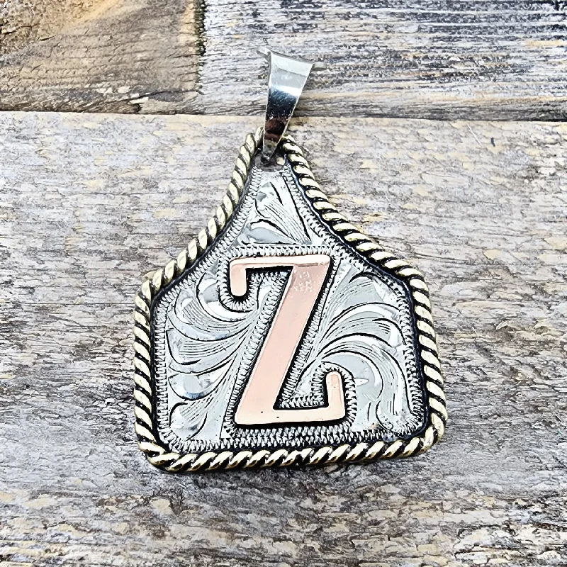 LARGE COPPER INITIAL Cow tag Necklace (Ships in 3 weeks)