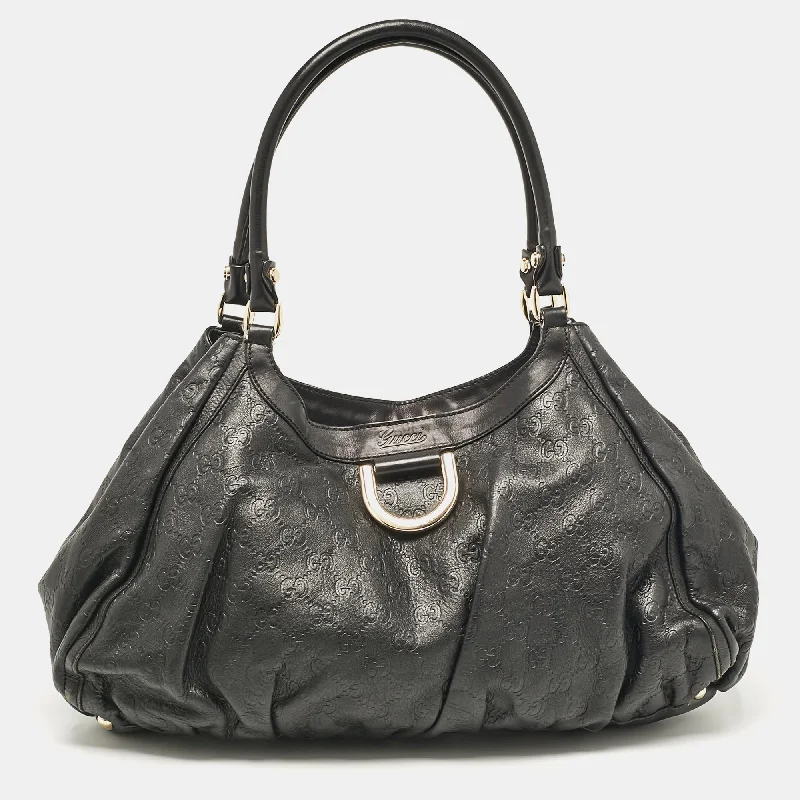 Gucci Black Guccissima Leather Abbey D-Ring Shoulder Bag