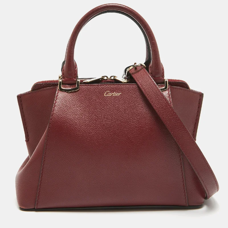 Cartier Dark Red Leather Mini C De Cartier Satchel