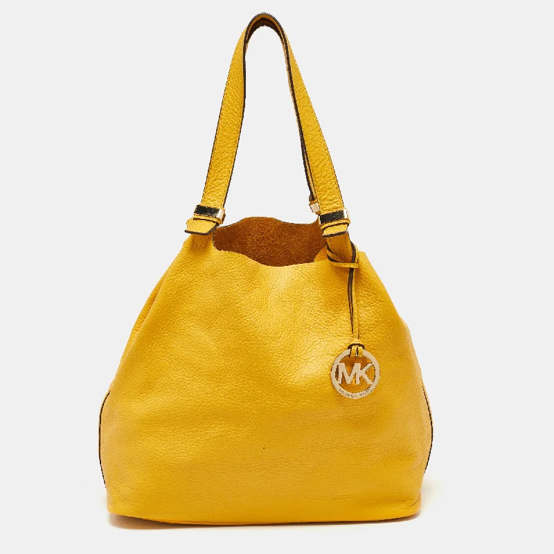 Michael Kors Yellow Leather Colgate Grab Shoulder Bag