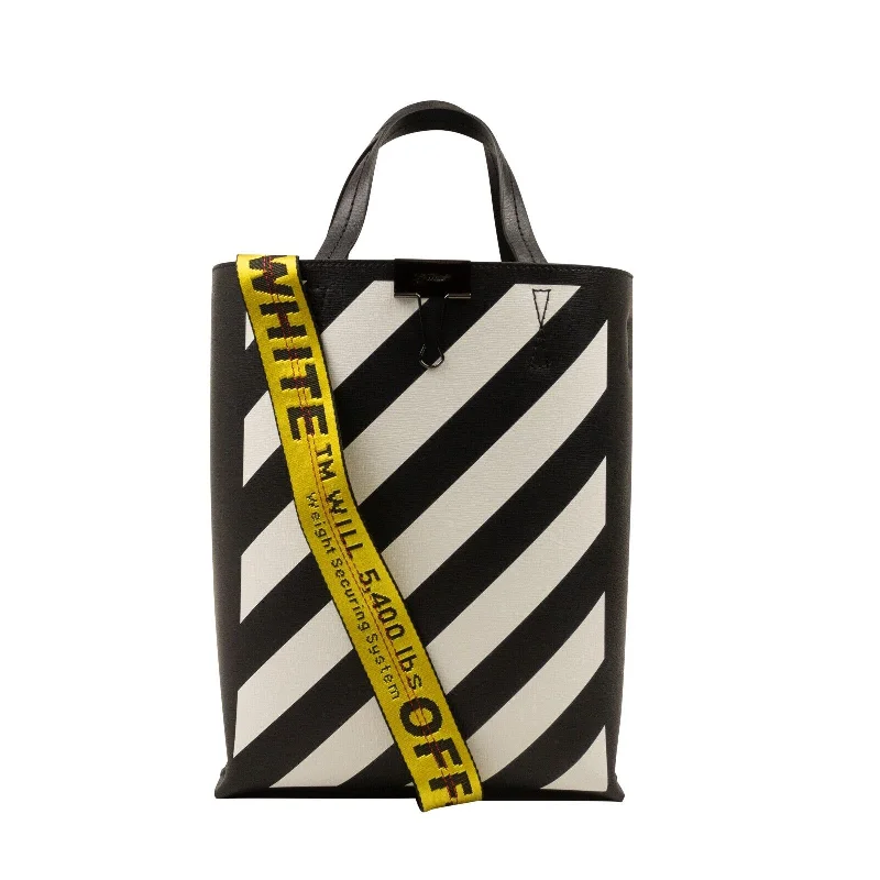 White And Black Diag Tote Bag