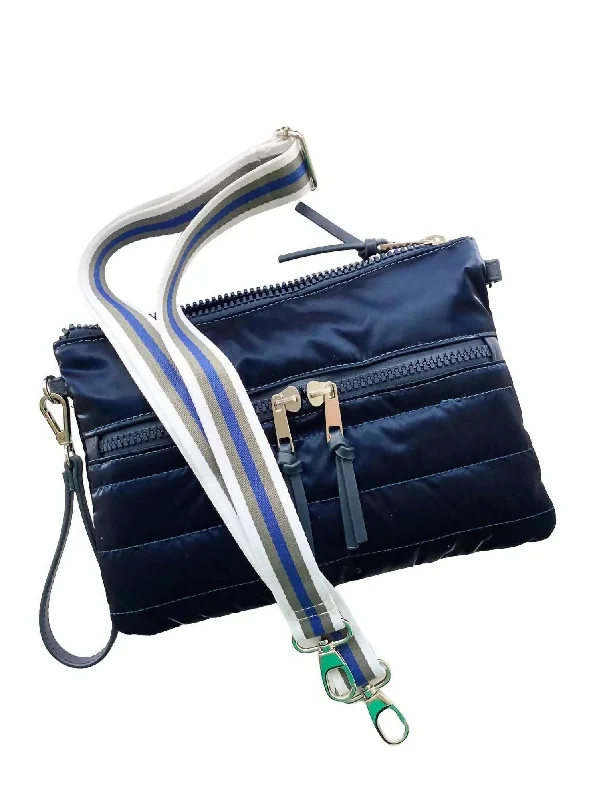 Nylon Puffy Crossbody Bag In Navy Blue