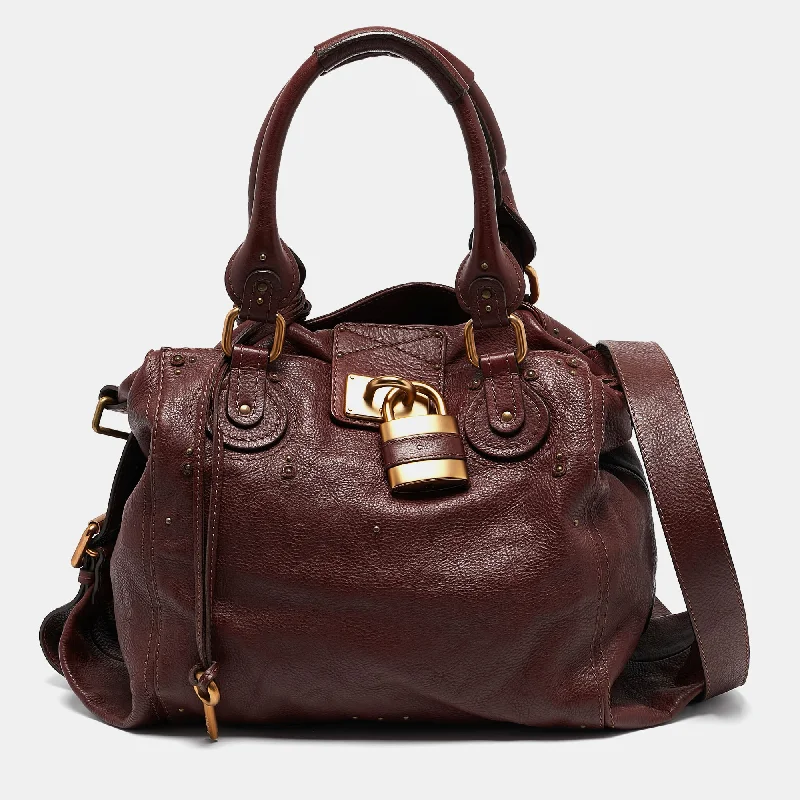 Chloe Burgundy Leather  Large Paddington Shoulder Bag