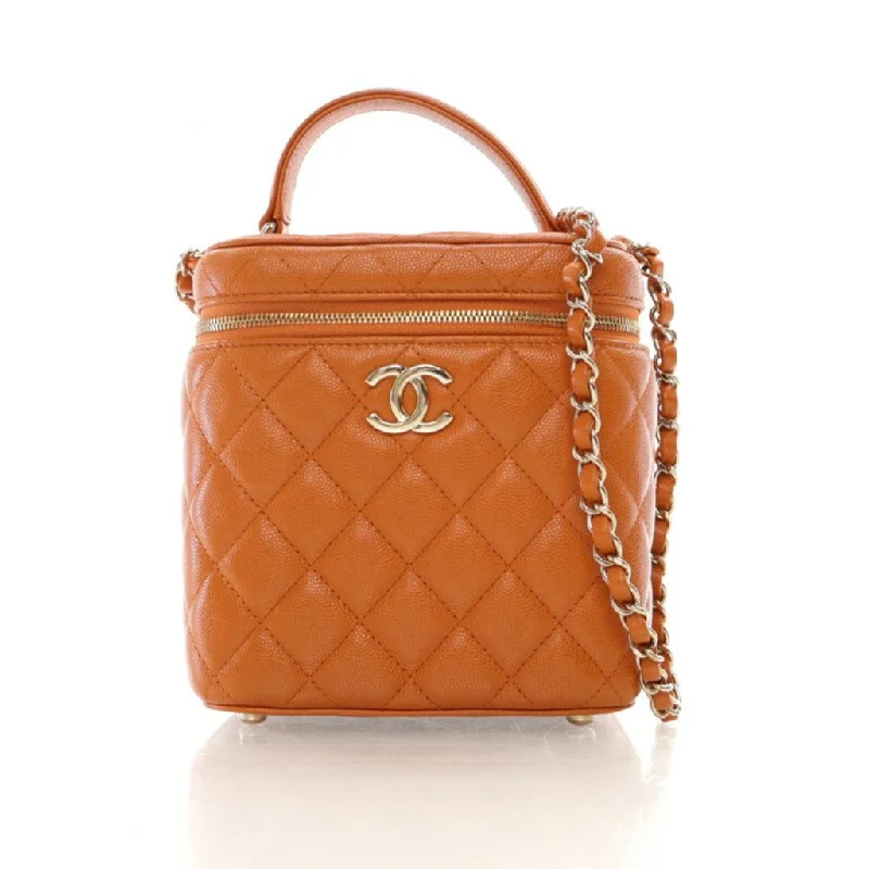 Chanel Vanity Case Top Handle Orange Caviar