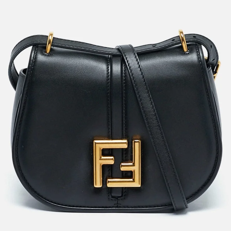 Fendi Black Leather Small C'mon Flap Shoulder Bag