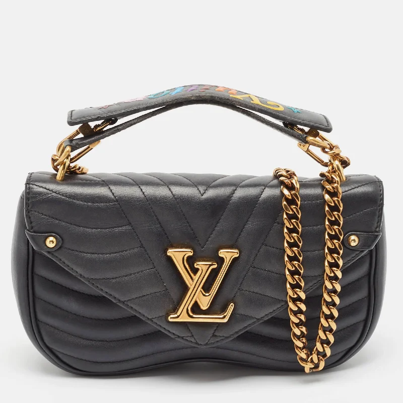 Louis Vuitton Black Leather Chain New Wave Mm Bag