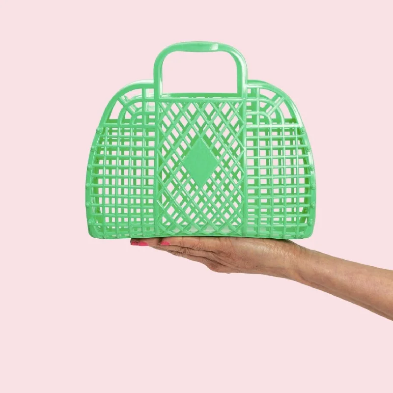 Women's Small Retro Basket Bag In Green