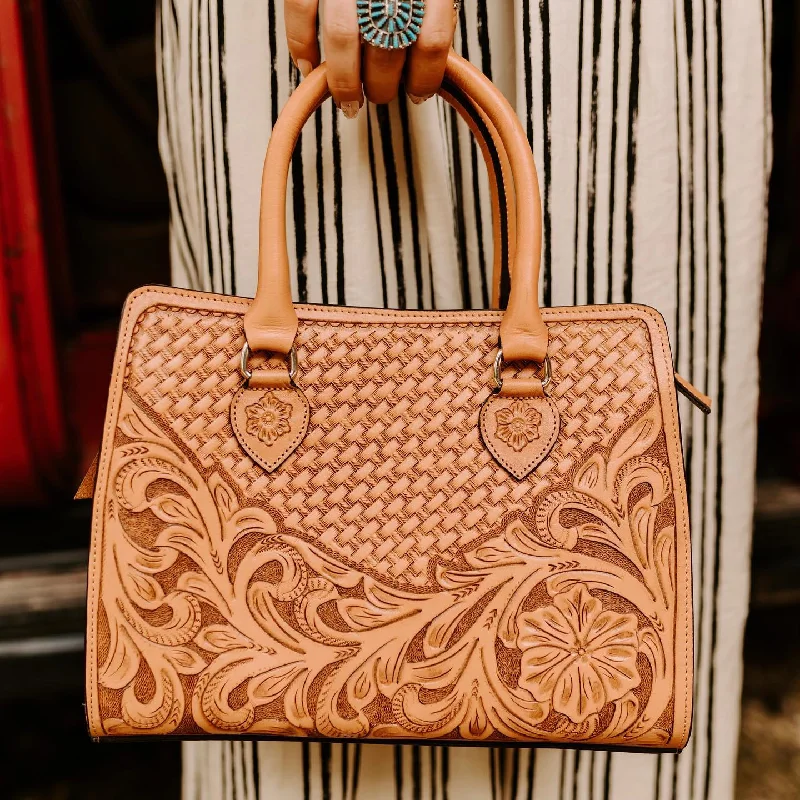 Floral Mini Tote Golden Tan