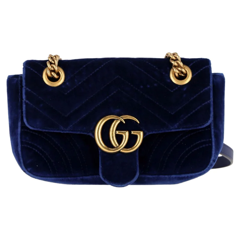 Gucci GG Marmont Matelassé Small Bag in Blue Velvet