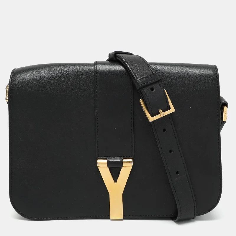 Saint Laurent Black Leather Y-Ligne Shoulder Bag