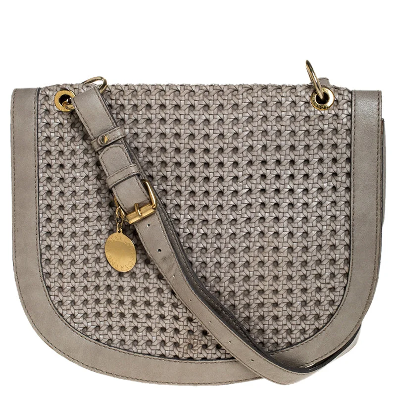 Stella Mccartney Grey Woven Leather Alexa Flap Shoulder Bag