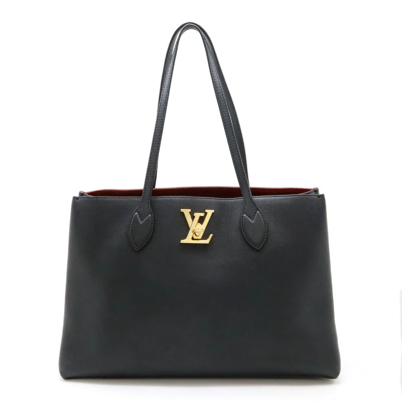 Louis Vuitton  Noir Leather Shoulder Bag Tote Bag (Pre-Owned)