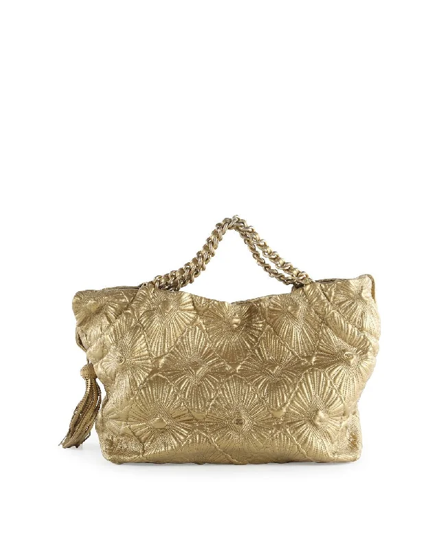 Chanel Gold Calfskin Leather Embroidered Ca D'Oro Tote Bag