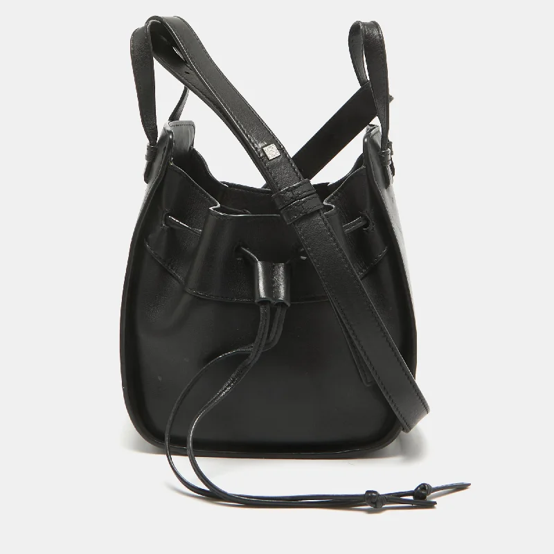 Loewe Black Leather Mini Hammock Drawstring Shoulder Bag