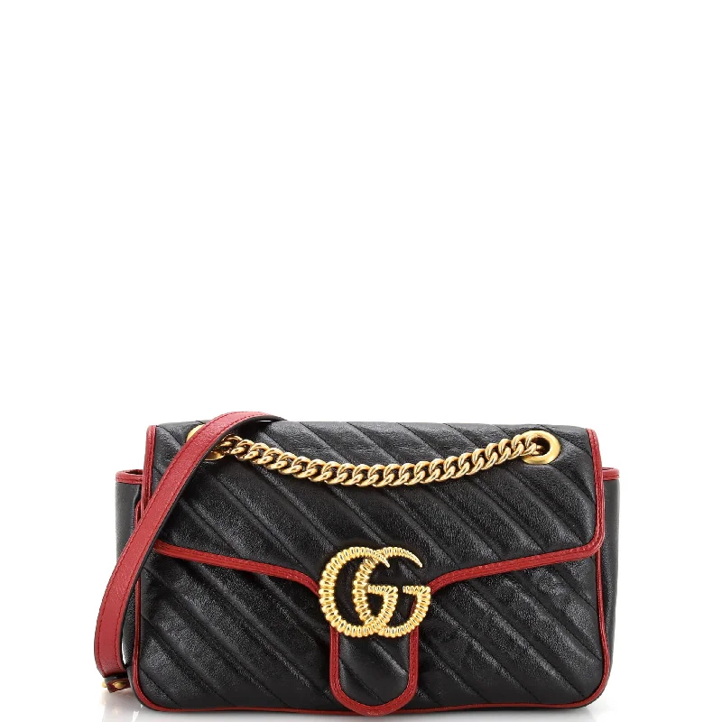 GG Marmont Flap Bag Diagonal Quilted Leather Small