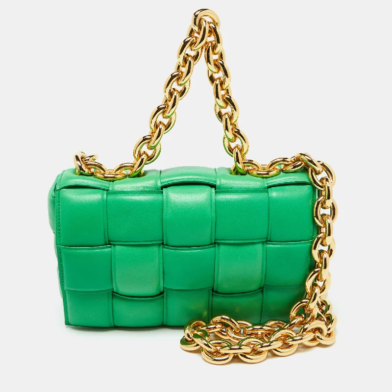 Bottega Veneta Green Padded Leather Cassette Chain Bag