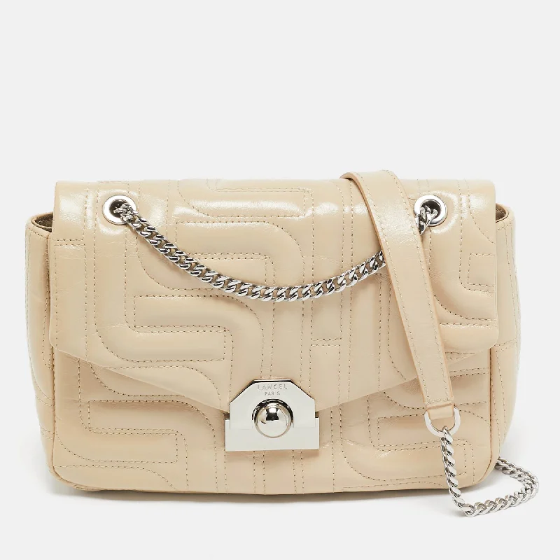 Lancel Beige Quilted Leather Midi Minuit De Lancel M Bag