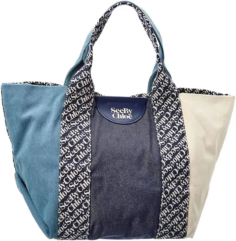 Laetizia Canvas Tote Bag In Royal Navy Blue