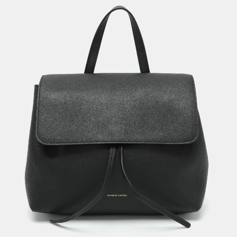 Mansur Gavriel Black Leather Soft Lady Drawstring Flap Shoulder Bag