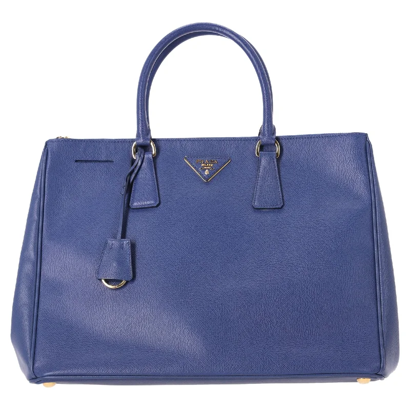 Prada Large Galleria Hand Bag in Blue Saffiano Leather