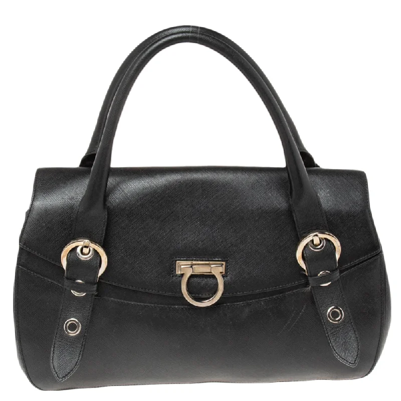 Salvatore Ferragamo  Leather Gancio Flap Satchel