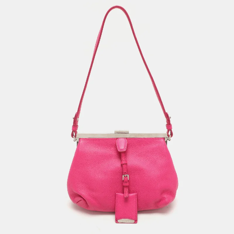 Jil Sander Pink Leather Baguette Shoulder Bag