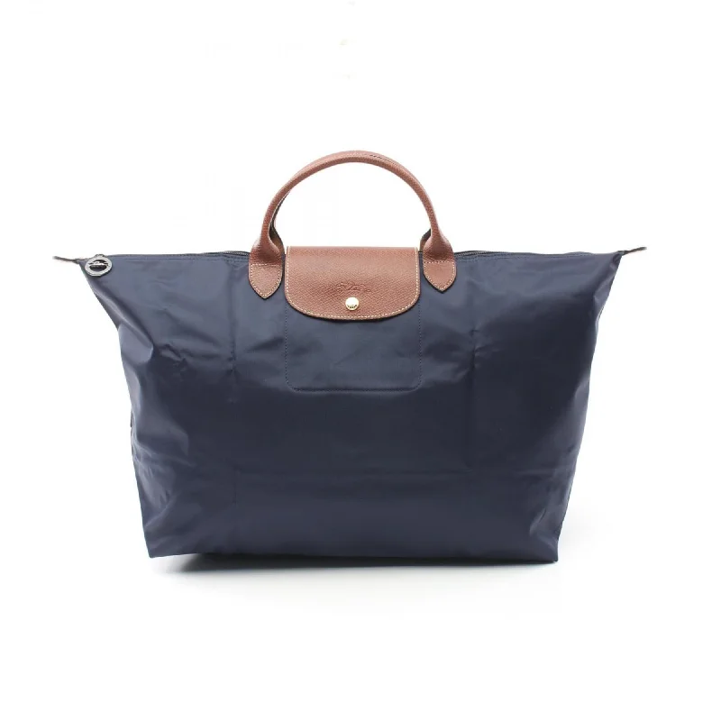 Longchamp  Navy Nylon Leather Tote Bag