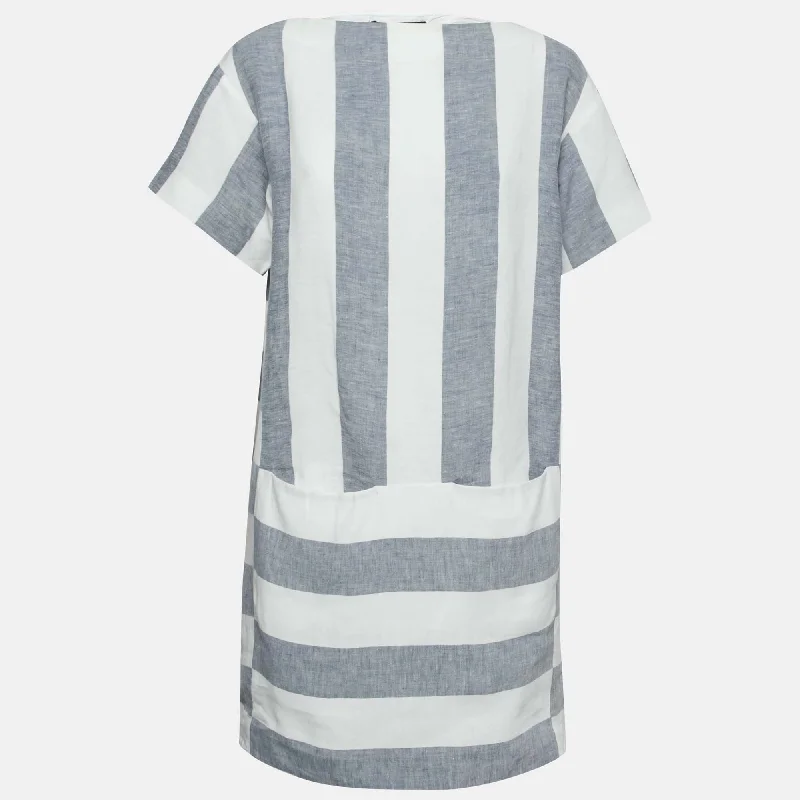 Weekend Max Mara Blue & White Striped Linen Dress M