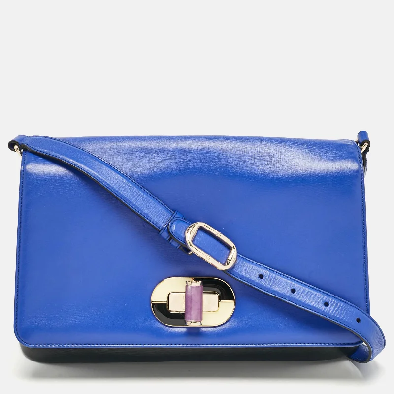 Bvlgari Black/blue Leather Icona Shoulder Bag