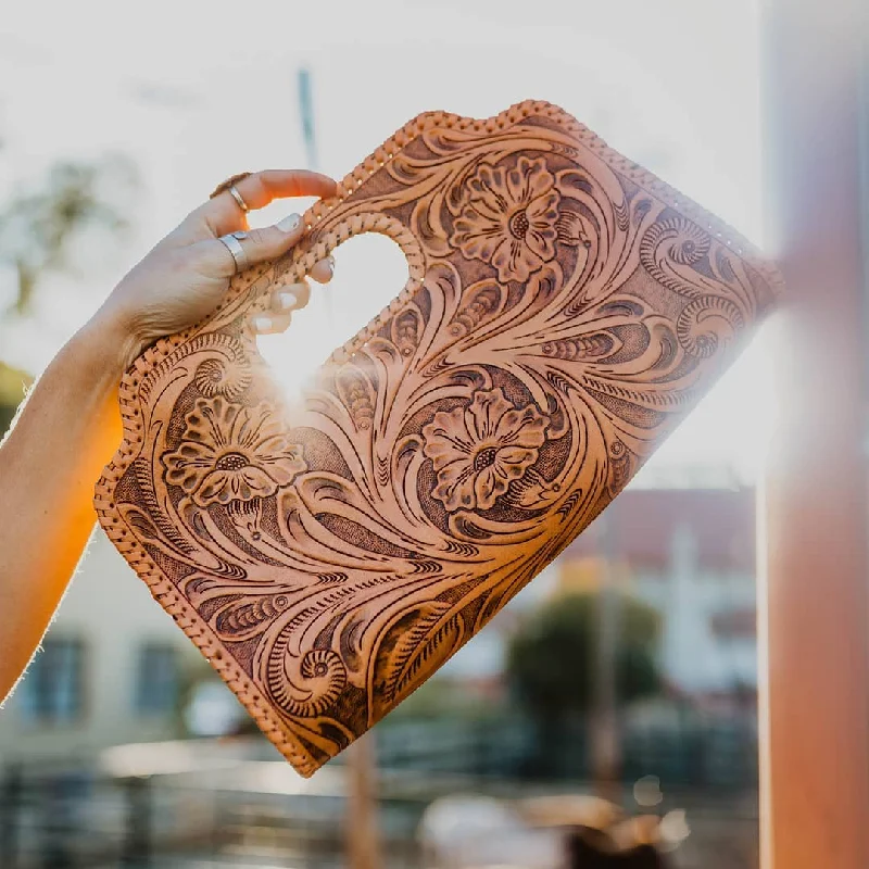 Floral Clutch Golden Tan