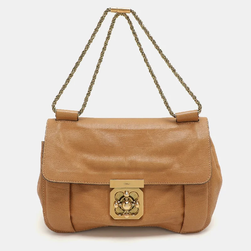 Chloe Brown Leather Medium Elsie Chain Shoulder Bag