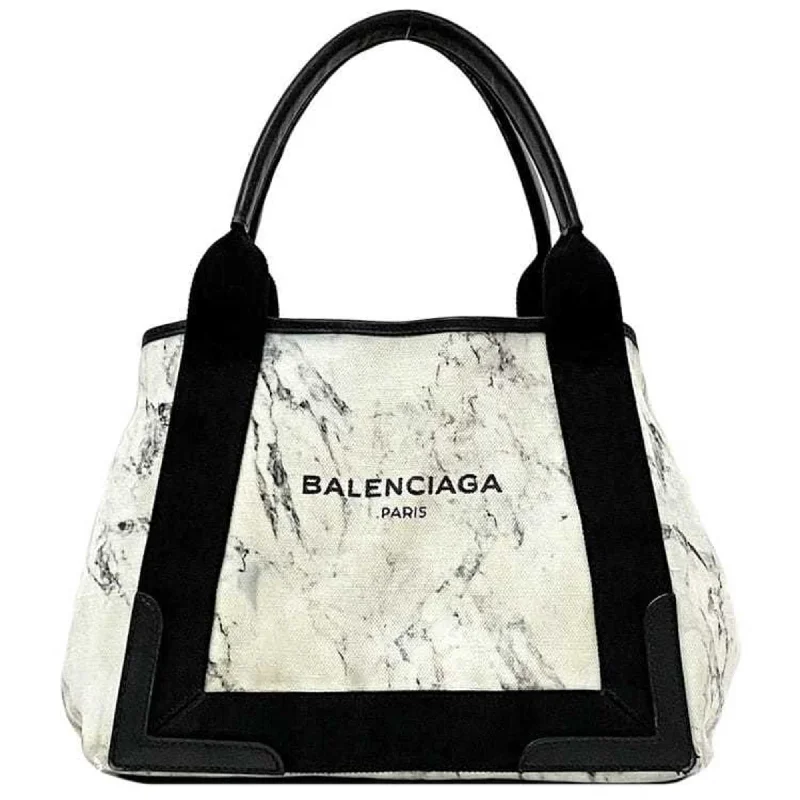 Balenciaga   Marble  Canvas Leather Handbag Pouch Tote Bag (Pre-Owned)