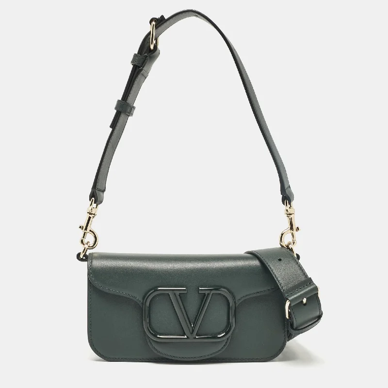 Valentino Dark Green Leather Small Loco Shoulder Bag