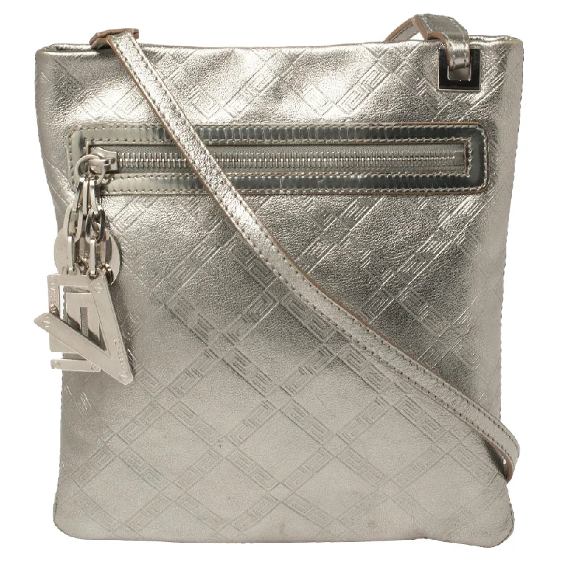 Versace  Silver Leather Slim Crossbody Bag