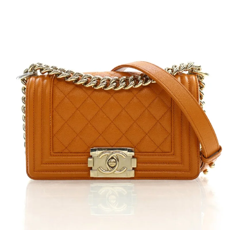 Chanel 21A Small Boy Bag Caramel Brown Caviar