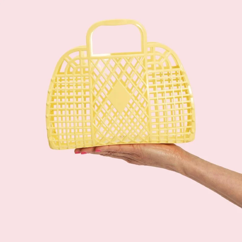 Women's Retro Basket Bag In Yellow