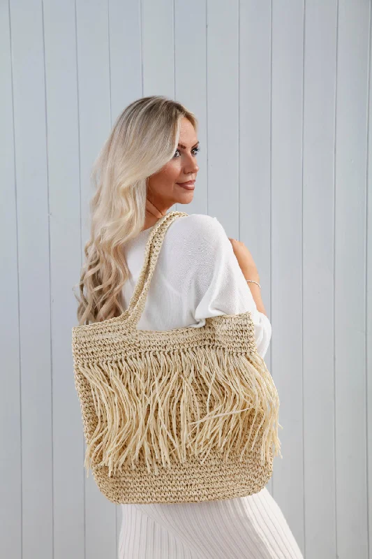 Hand Woven Raffia Bag Cream