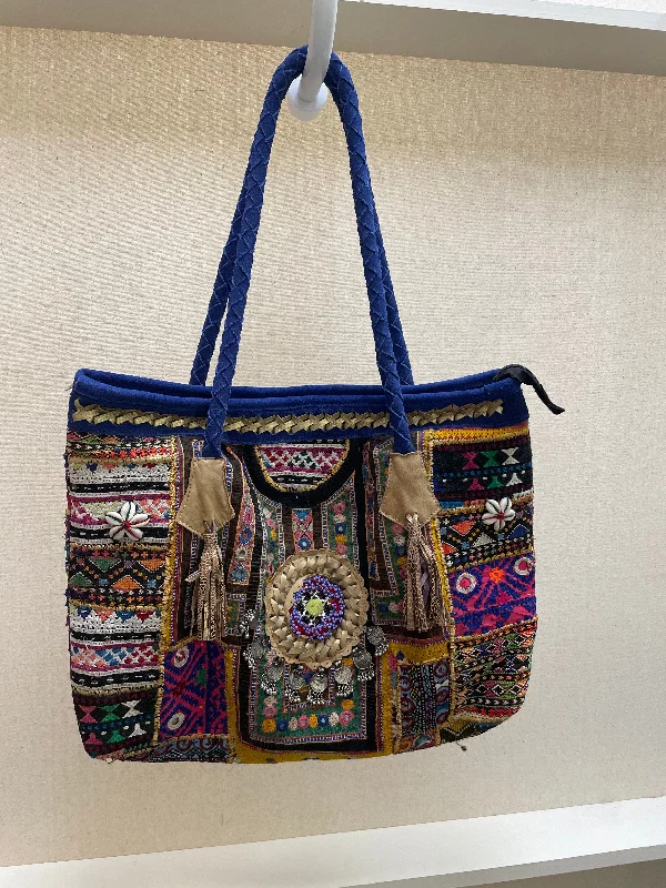 Upcycled Embroidered Market Shoulder Bag by Kantha Bae