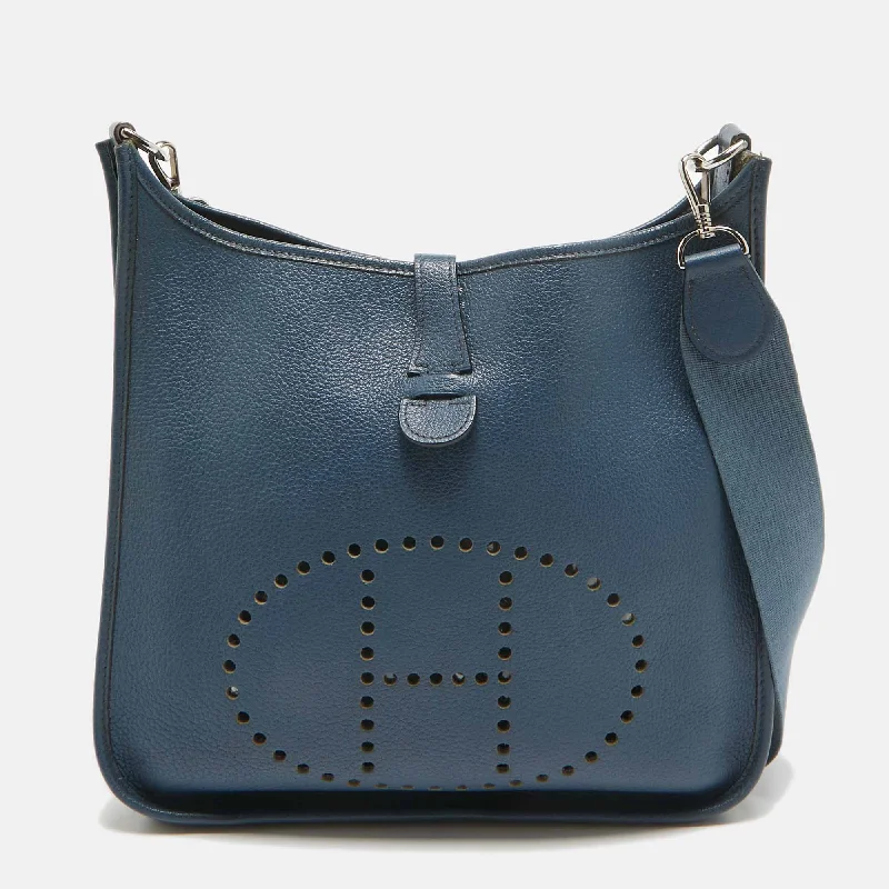 Hermes Bleu Tempete Togo Leather Evelyne I Gm Bag