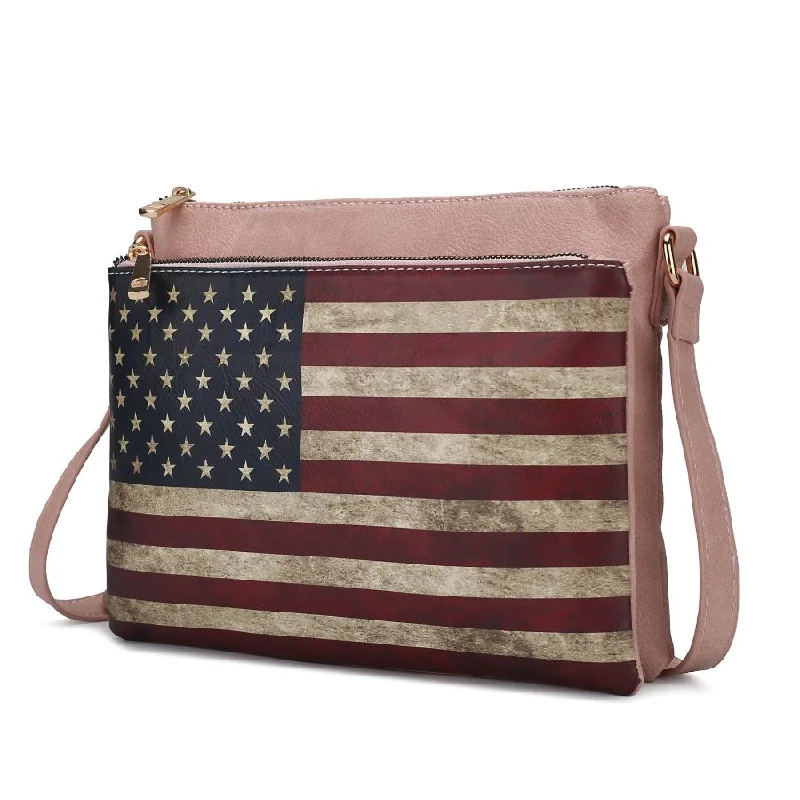 Madeline Printed Flag Vegan Leather Women’s Crossbody Bag