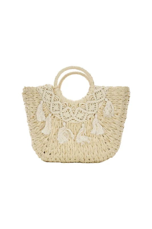 Natural Straw Bag with tassels