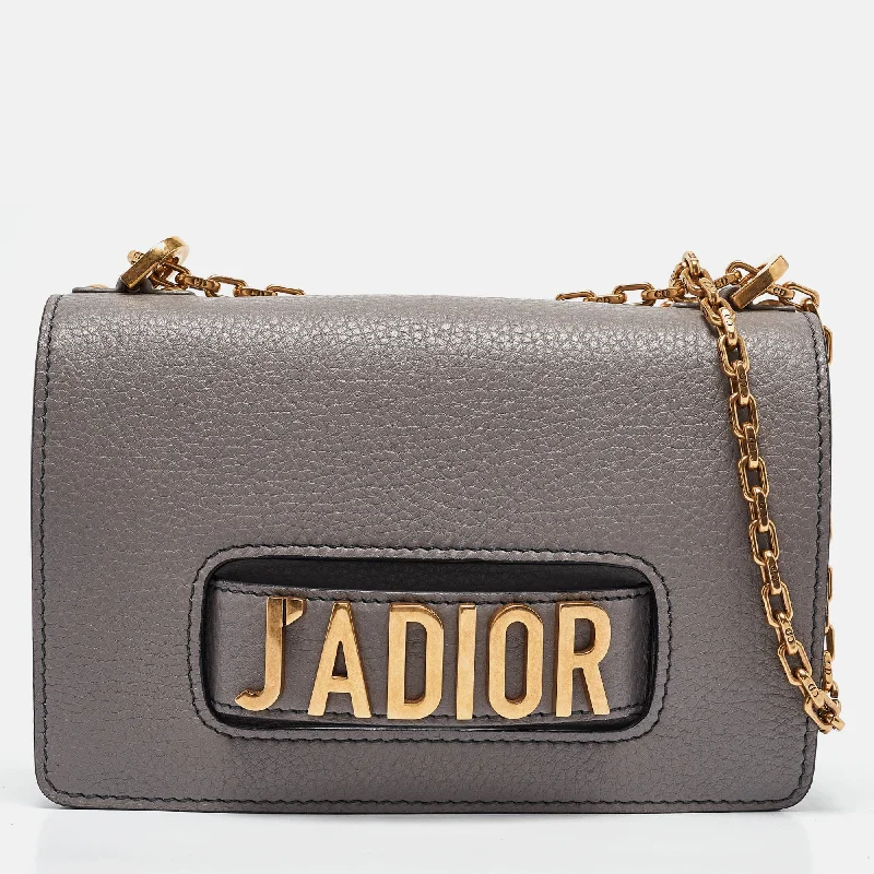 Dior Grey Leather Medium J'adior Flap Shoulder Bag