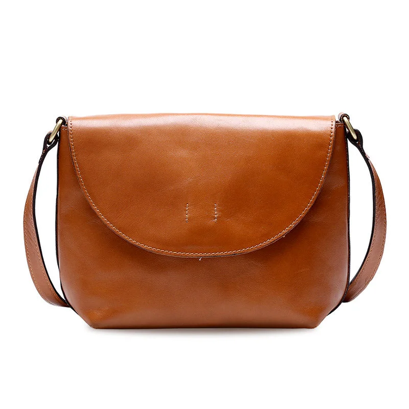 Minimalist Women Brown Leather Satchel Bag Crossbody Bags Purses for Women