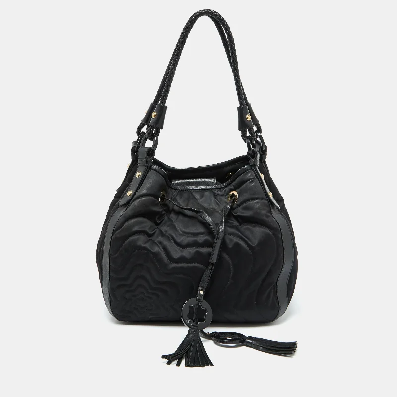 Montblanc Black Nylon And Leather Starisma Dalila Drawstring Bag