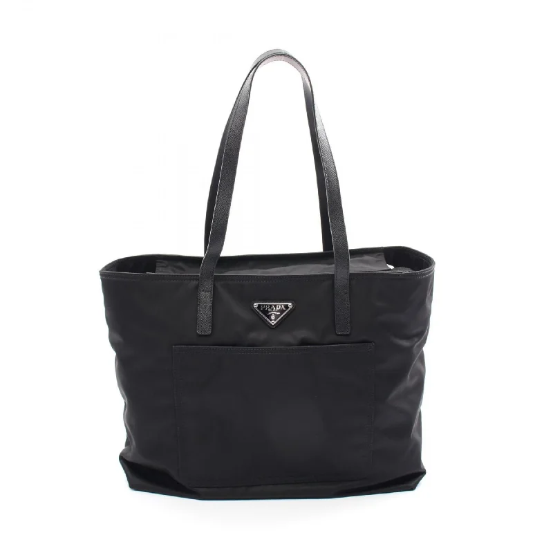 Prada  Nylon Leather Tote Bag