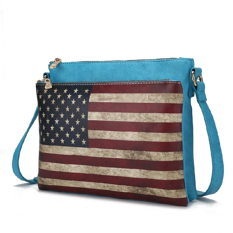 Madeline Printed Flag Vegan Leather Women’s Crossbody Bag