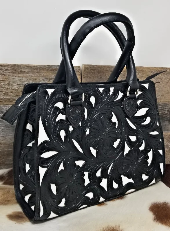 Black & White Floral Mini Tote