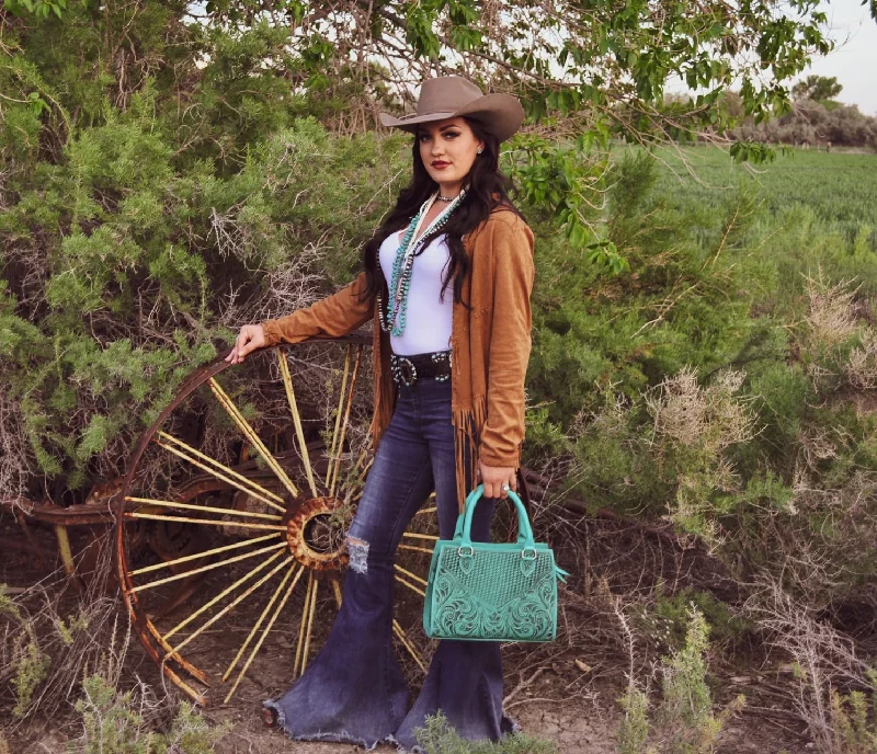 Floral Mini Tote Turquoise