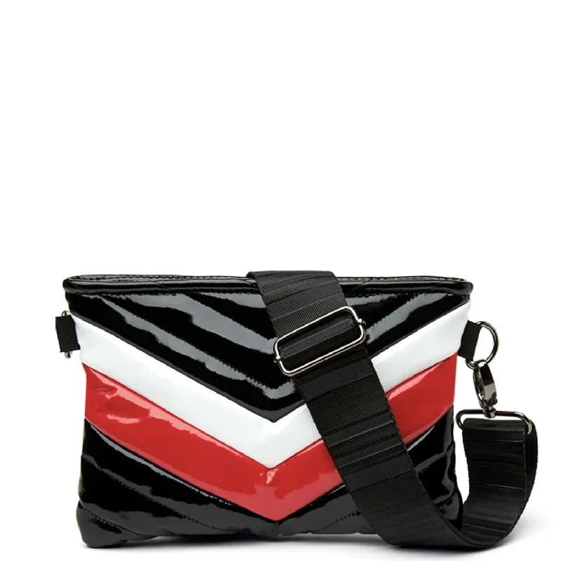 Women's Vonn Chevron Crossbody Bag In Black Patent/red/white V Colorblock